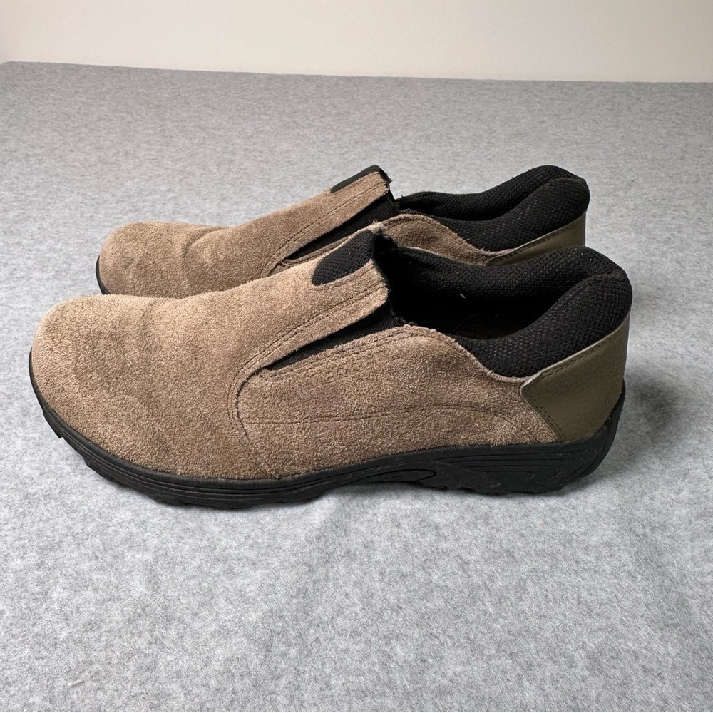Merrell Jungle Moc Mens Taupe Suede Slip On Hiking Shoes Loafers Missing Insoles - Picture 1 of 9